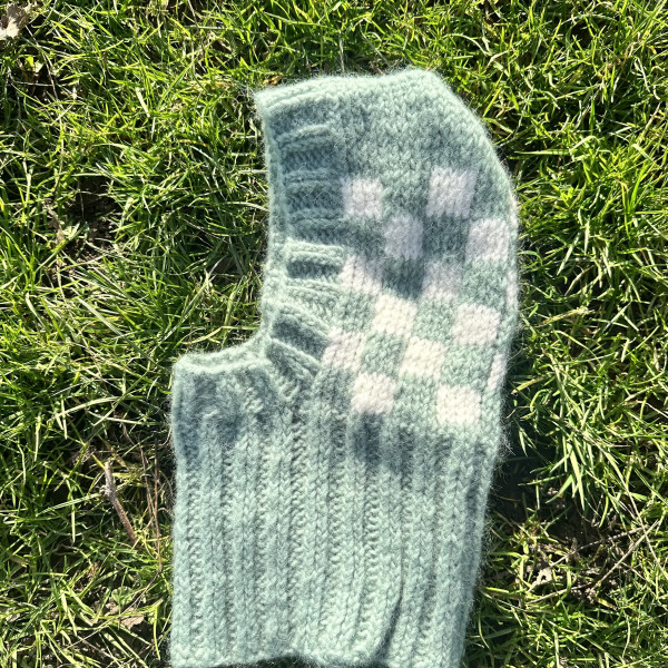 Balaclava - checkered green and cream