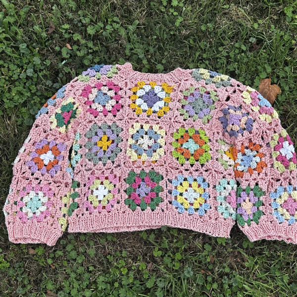 Pink granny square sweater
